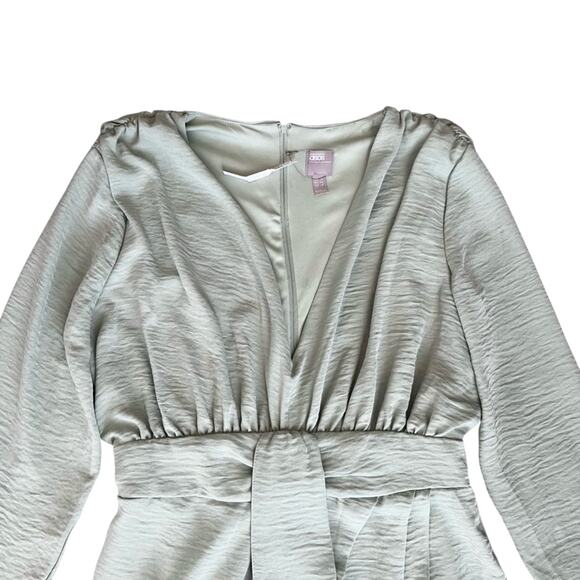 ASOS Design Women’s Green Plunge Mini Dress With Wrap Drape Skirt Size 10 - Picture 3 of 11